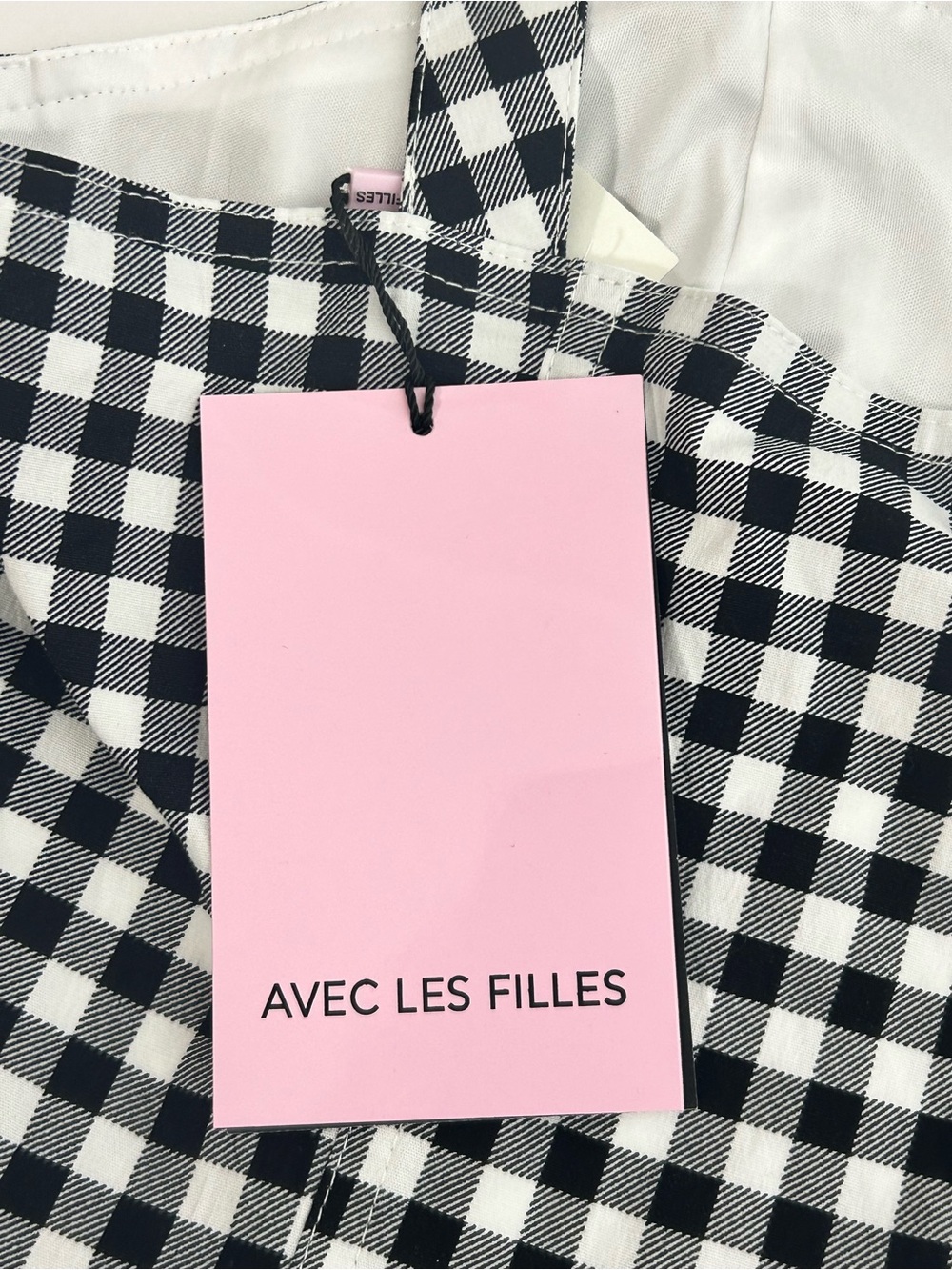 Avec Les Filles Black & White Gingham Sweetheart Lined Midi Zipper Dress Size 14 - Picture 14 of 16